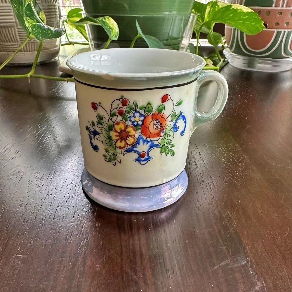 Anitque Shaving Mug Early 1900's Floral Arrangement Design